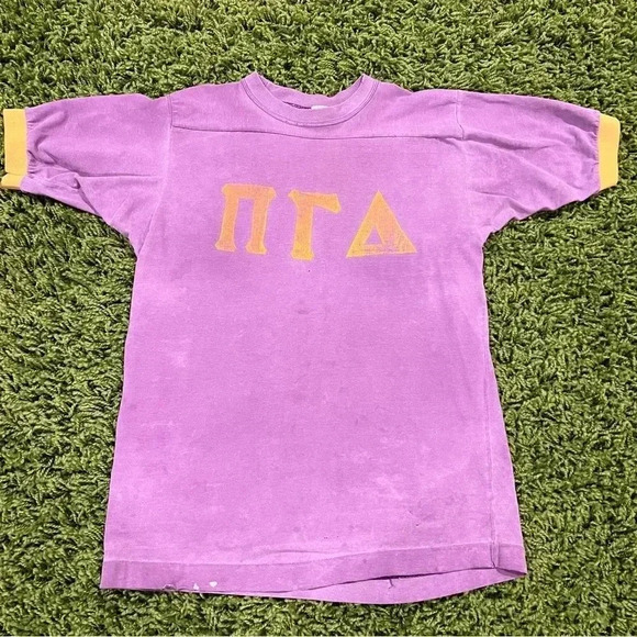 Vintage 70s Pi Gamma Delta Sorority Jersey Tee Shirt - Picture 1 of 9